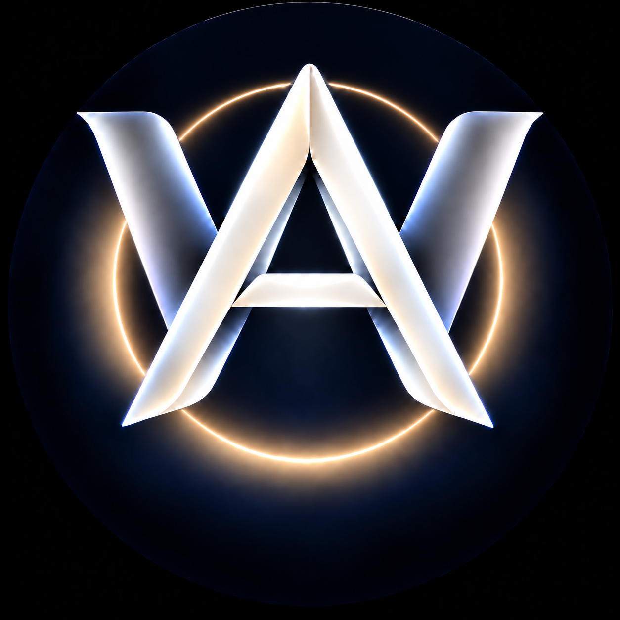 光輪の中央にAとWを組み合わせたAliusWorldロゴ